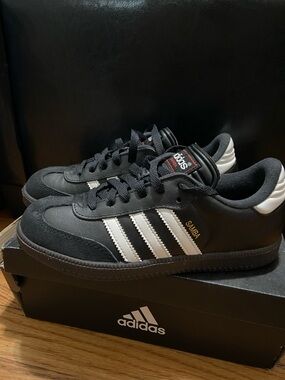 adidas Samba Kids Black with White Stripes Sneakers